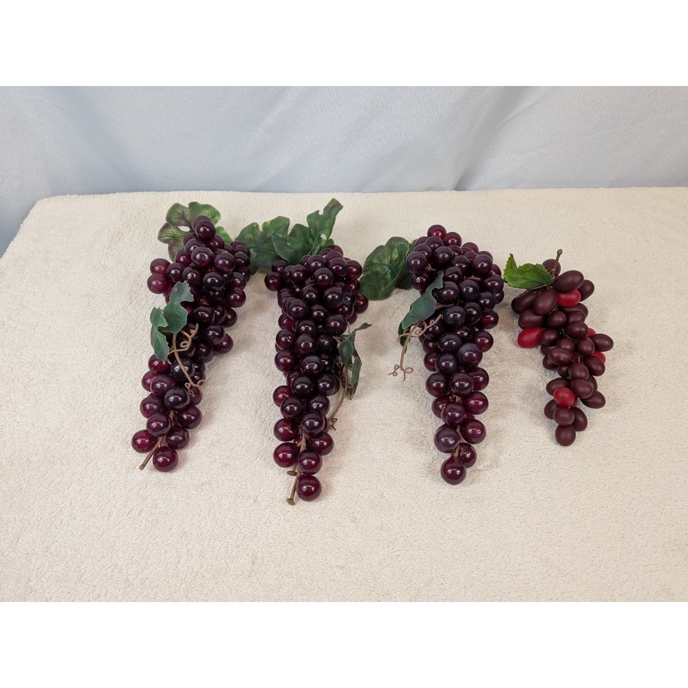 Vintage Artificial‎ Purple Grapes Clusters Lot of 4 Faux Fruit MCM Kitchen Decor
